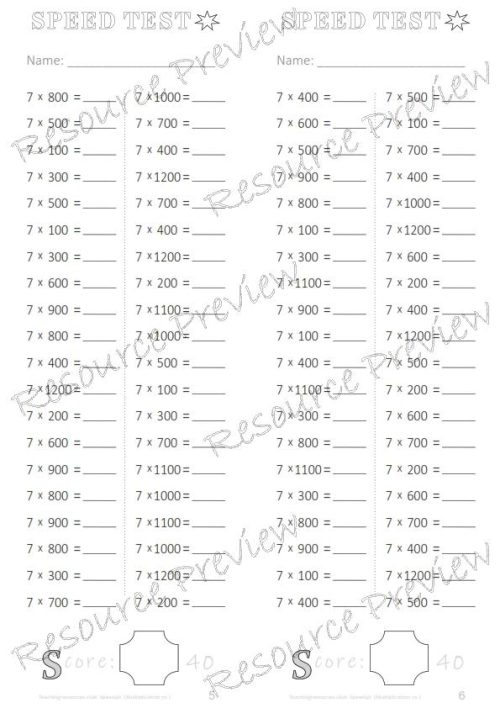 Speed Test Multiplication 7 x 100s - Image 2