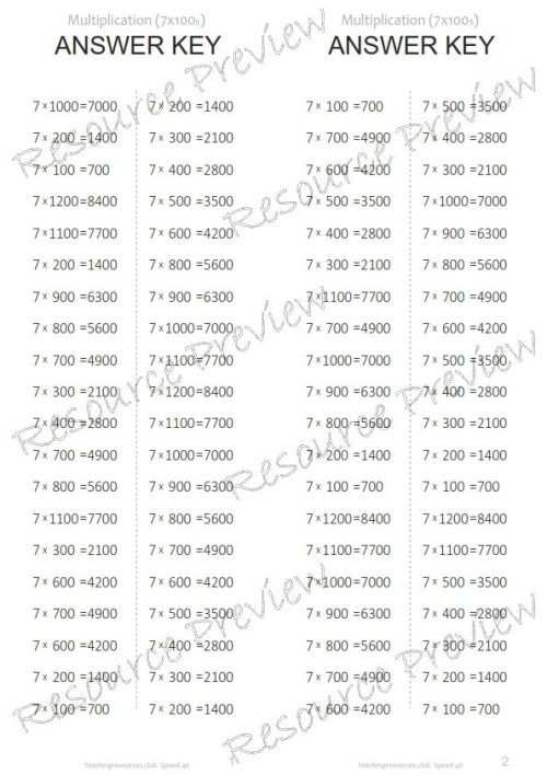 Speed Test Multiplication 7 x 100s - Image 3