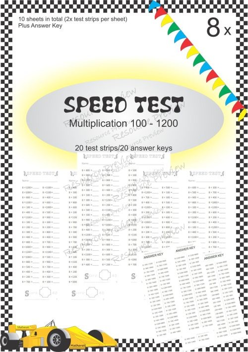 Speed Test Multiplication 8 x 100s
