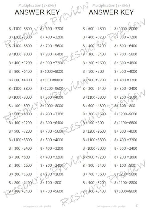 Speed Test Multiplication 8 x 100s - Image 3