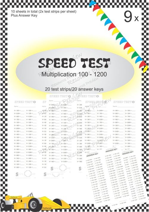 Speed Test Multiplication 9 x 100s