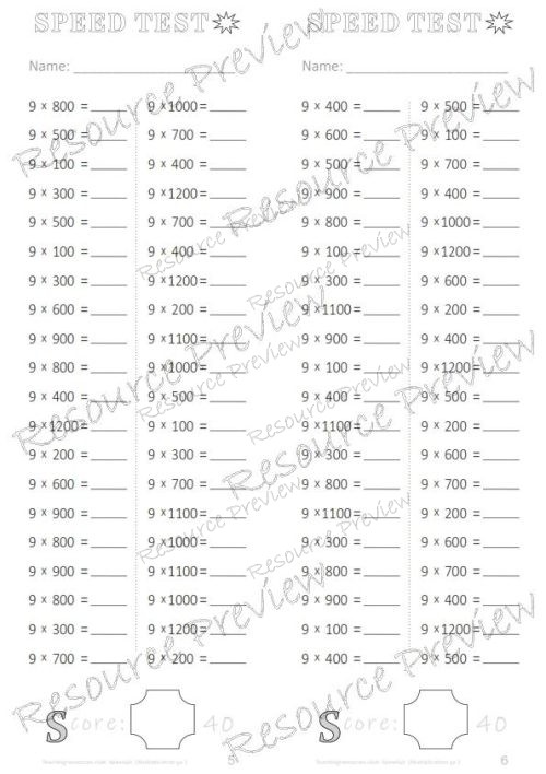 Speed Test Multiplication 9 x 100s - Image 2