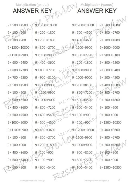 Speed Test Multiplication 9 x 100s - Image 3