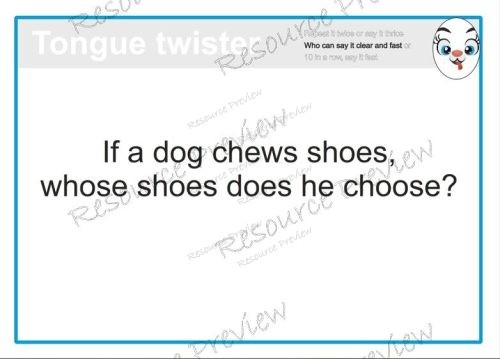 Tongue twister cards x40
