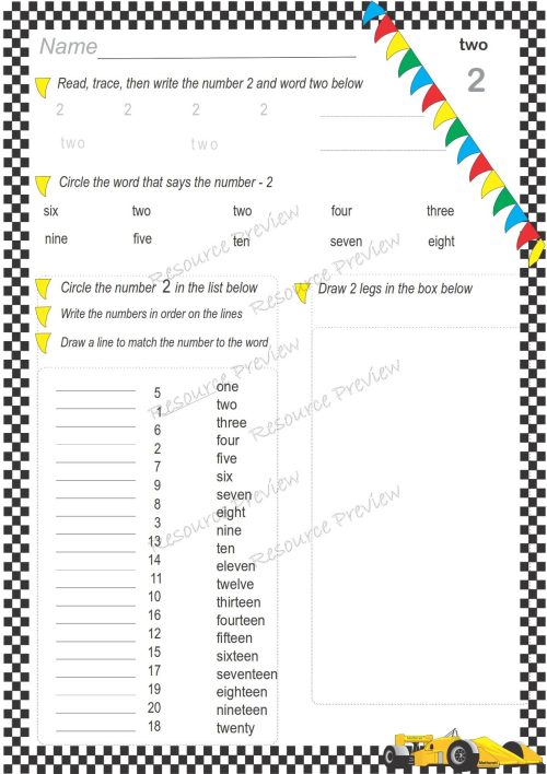 Numeracy Worksheet set 1-20 - Image 3