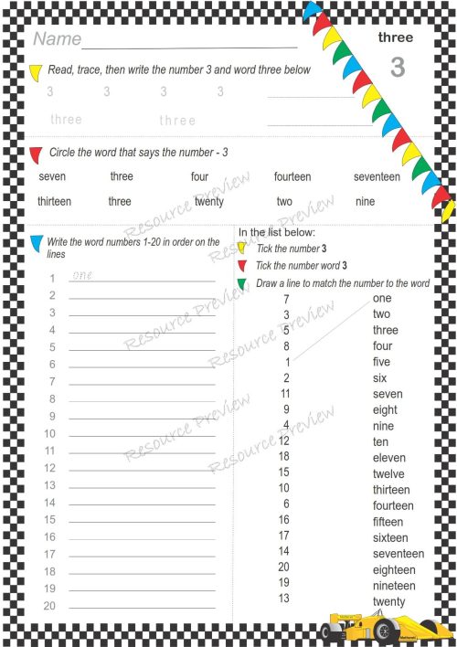 Numeracy Worksheet set 1-20 - Image 4