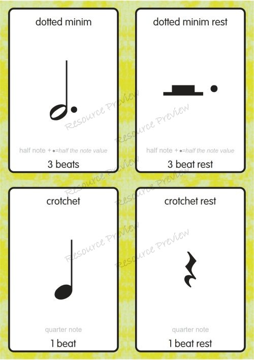 Music beat and rest flashcards