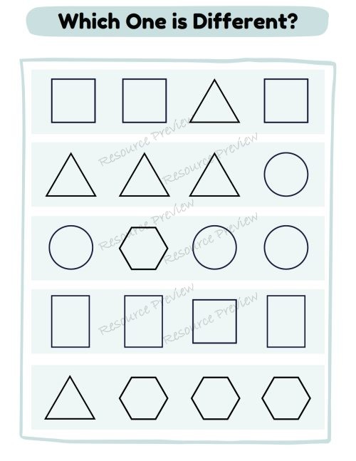 Shape spot the different one