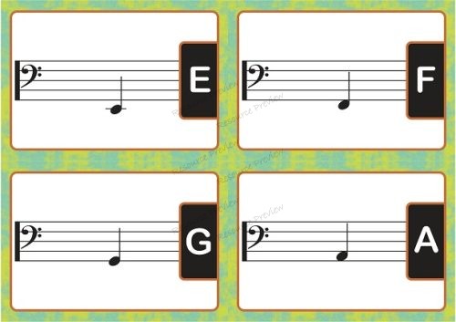 Music notes flashcards - Bass