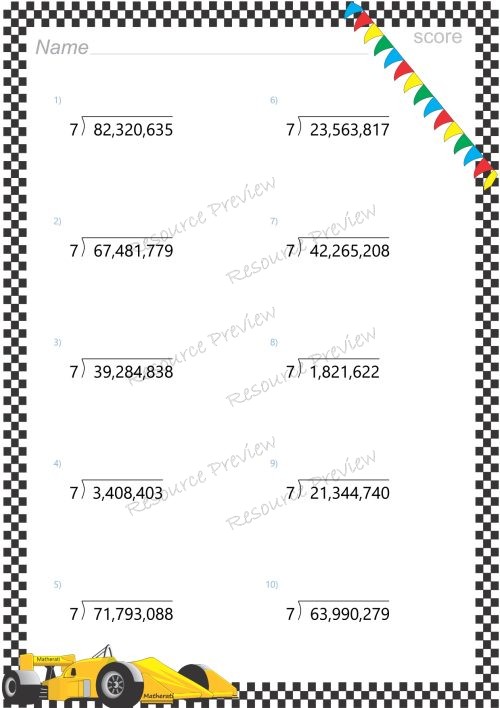 7+dig / 1dig Division with remainder - Image 3