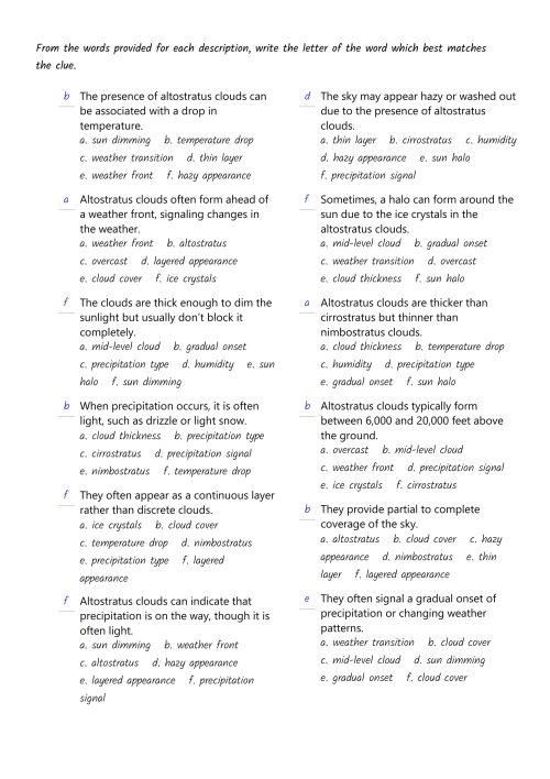 Cloud type vocab Altostratus