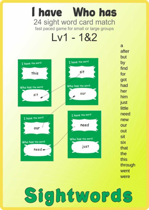I have Who has - Sightword Lv1-1.2