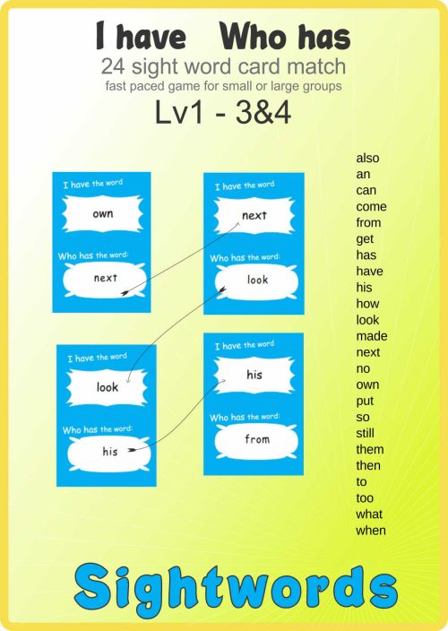 I have Who has - Sightword Lv1-34