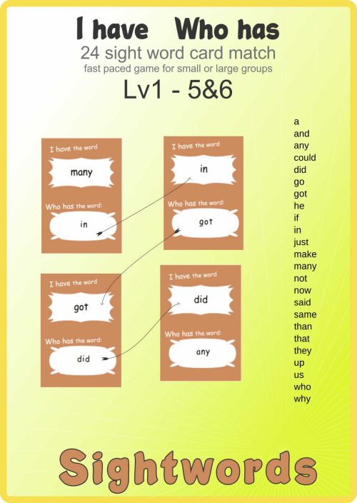 I have Who has - Sightword Lv1-56